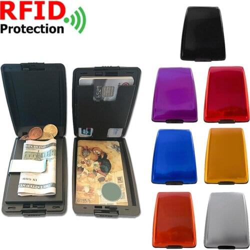 Aluminum Alloy RFID Anti-Theft Hanging Card Package Multi-Function Business Money Bags Portable Pure Color Coin Purses визитница