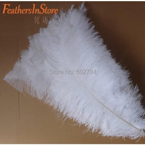 EMS Free shipping Ostrich Feathers 50pcs 55-60cm 22-24inches pure white ostrich plumes wedding center peices decoration