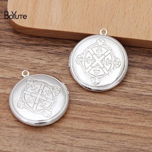BoYuTe (10 Pieces/Lot) 32*6MM Round Shape Metal Brass Silver Plated Floating Photo Locket Pendant Can Open