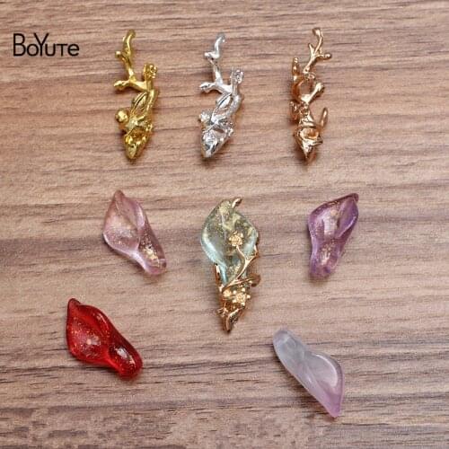 BoYuTe (50 Pieces/Lot) 12*35MM Metal Alloy Flower Branch Handmade Materials Diy Jewelry Acccessories Wholesale