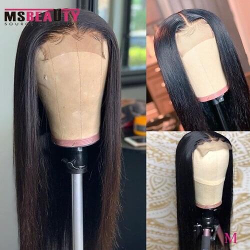 Brazilian Straight Hair Wig 4*4 Lace Closure Wig Remy Human Hair Wigs Pre Plucked Natural Black Middle Ratio 10"-30" 150