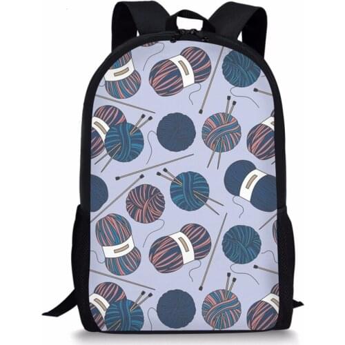 Brand Customize School Bags Ball of Yarn Print Backpack For Boys Girls kids Schoolbag Women Bagpack New knapsack Mochila Escolar