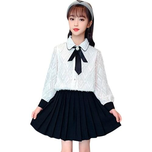 Kids Clothes White Blouse + Skirt Girls Outfits Casual Style Teenage Clothes For Girls Spring Autumn Childrens Costume