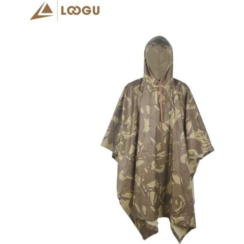 Desert Camo Raincoat Multifunction Military Rain Poncho Men Women Durable Raincover Perfect for Hiking Camping Awning Shelter