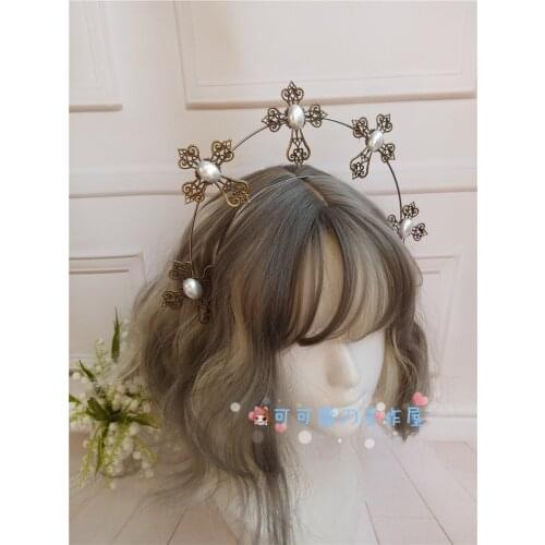 Antiquity Lolita Notre Dames Halo KC Hair Crown of sinking Sun Godmother Gothic Cross Crown Headwear Cosplay Tea Party Headband