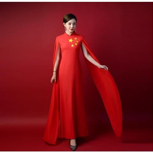 Chinese Cheongsam Dress Red Modern Qipao Dress For Women Long Cheongsam Chinese Traditional Dress China Clothing Plus Size Hanfu