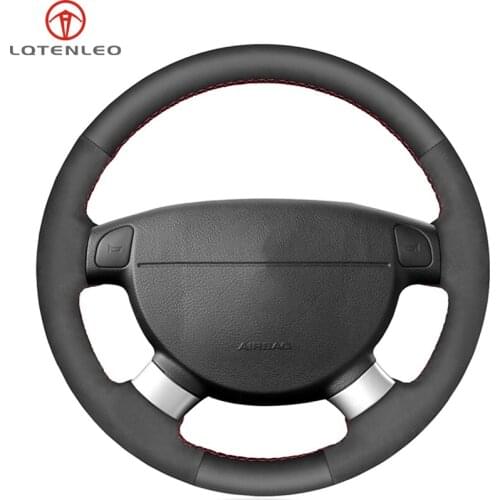 LQTENLEO Black Suede Leather Car Steering Wheel Cover For Chevrolet Lova Aveo Buick Excelle Daewoo Gentra Daewoo Lacetti Ravon