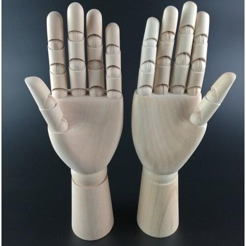 30*6cm Men Right/Left Hand Artist Model Jointed Articulated Wood Sculpture Mannequin Wooden Art Supplies Wooden Drawing Manikin
