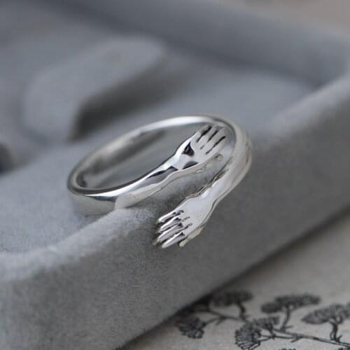 2021 New Fashion Two-handed Hug Ring Women Men Unisex Couple Opening Adjustable Ring Special Jewelry Valentines Day Gift