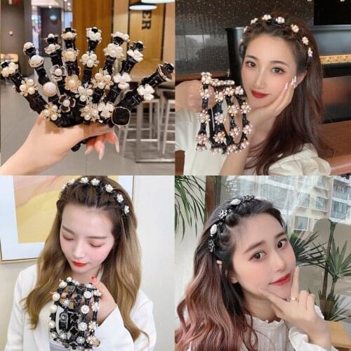 Fashion Flower Non-Slip Hairband Pearl Headband Women Hair Bands Hoop Claws Clips Double Bang Hairstyle Hair Accessories Hairpin
