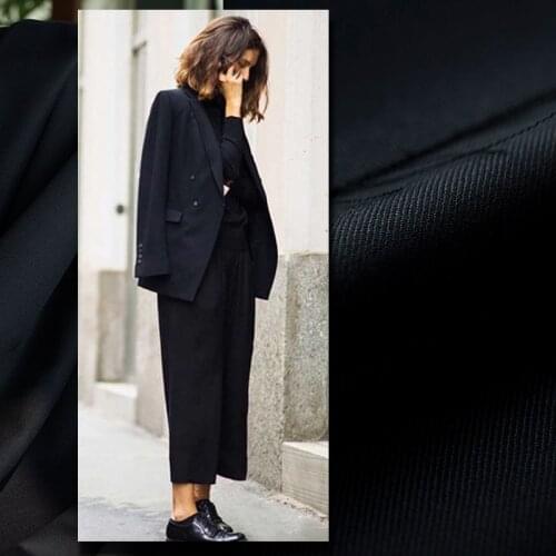 Solid dark navy color worsted pure wool fabric,twill texture,good drape,sewing for suits,jacket,dress,pants,craft by the yard