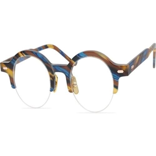 Retro Acetate Glasses Frame Men Progressive Multi-focal Lens Optical Eyewear Brand See Near Far Round Reading Eyeglasses Women