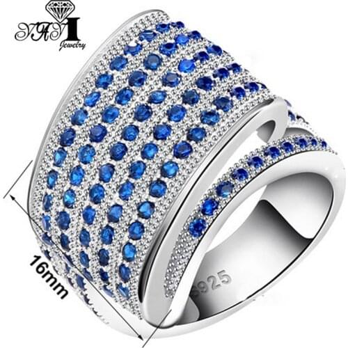 YaYI Jewelry Fashion Princess Cut Huge 2.6 CT Blue Zircon Silver Color Engagement Rings wedding Rings Party Rings