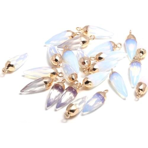 Natural Semi Precious Stone Pendant Sharp Section For Jewelry Making DIY Necklace Bracelets 13x26mm【Package Sale