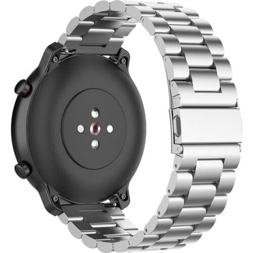 20mm 22mm Width Replacement Watch bands For Amazfit GTR 47mm/42mm Smart Watch 3 Beads Stainless Steel Metal Band Straps