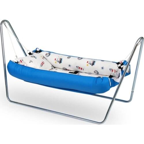 Luxury Portable Baby Hammock Crib Swing Bed with Stand (Blue Color)