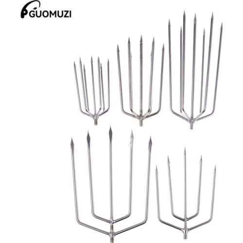 Stainless Steel Barbed 7/5 Prong Harpoon Fish Fork Fishing Ice Breaker Hook Accessory Tackle Fishing Tools 5 Sizes