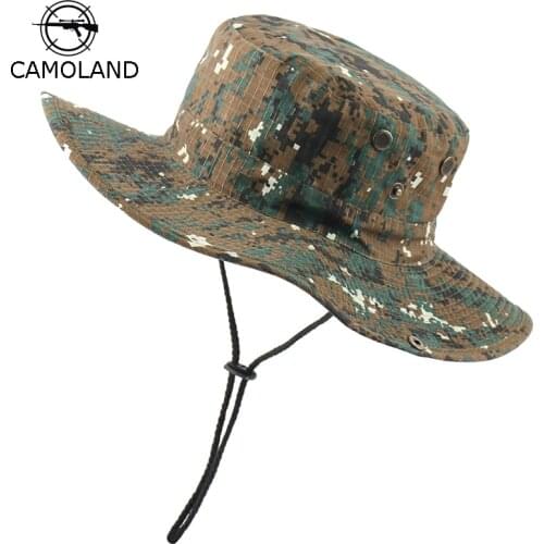 CAMOLAND UPF50+ Sun Hat Women Men Bob Boonie Hat Summer Outdoor Hiking Fishing Caps Male Camouflage Military Army Bucket Hats