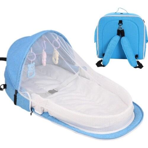 Diaper Bag Backpack with Changing Station Nappy Baby Bags With Foldable Baby Bed & Portable Changing Pad Waterproof Crib Infant