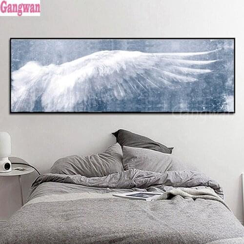 Angle Wings White Feather 5d diy Diamond painting full Square round resin drill diamond embroidery sale mosaic large abstract