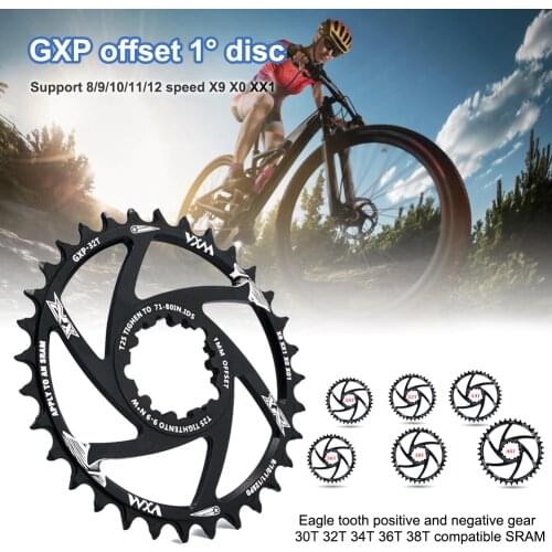 Bicycle Chainwheel GXP 1mm Offset Mountain Bikes 7075 Aluminum Alloy Chainring 28/30/32/34/36/38T Narrow Wide Light