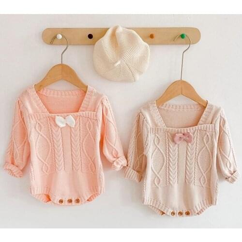 Spring Baby Clothes Girls Bowknot Romper Baby Jumpsuit Baby Clothes Autumn Long Sleeve Baby Girl Knit Rompers