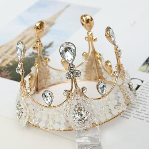 Vintage Crystal Pearls Bridal Tiaras Crown Head Jewelry Accessories Women Headpiece Bride Hair Ornaments Wedding Hair Jewelry