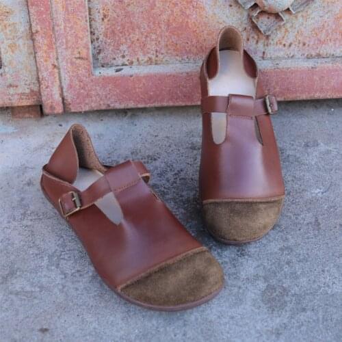 IMTER Shoes Woman Ballet Flats Barefoot ballerinas women Genuine Leather Buckle Strap Ladies Flat Shoes Flat Soles (wr335)