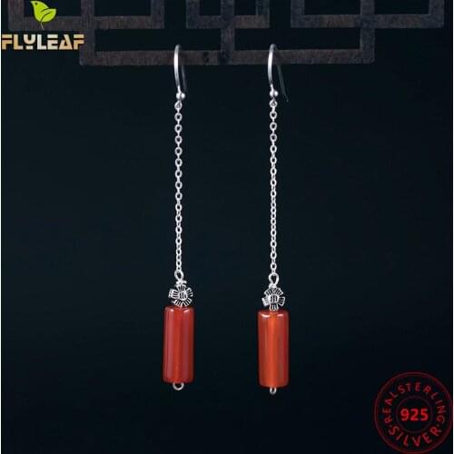 Flyleaf 100% Natural Stone Red Agate Drop Earrings For Women 925 Sterling Silver High Quality Sun Flower Earings Fine Jewelry