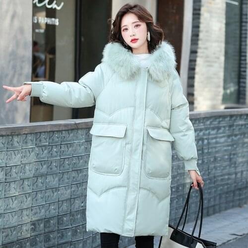 ISENMAL Girls Snow Wear Long Winter Coat Women Spliced Hooded Warm Parkas Female Hooded Padded Winter Jackets Women Clothing