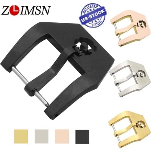 ZLIMSN 316L Solid Stainless Steel Watch Buckle Replacement Gold Silver Black 20 22 24 26mm Skull Clasp for Mens Womens Watches