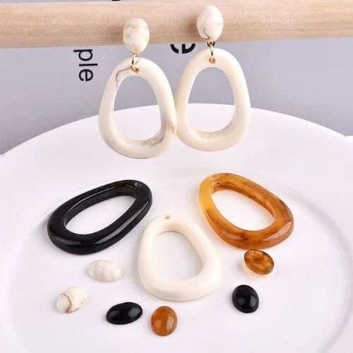 10pcs Creative Jewelry DIY Ear Jewelry Accessories Korean Retro Resin Hollow Drop-Shaped Oval Earrings Earrings Material Pendant
