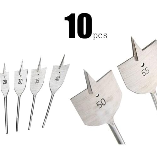 High quality 10pcs woodworking drill round hexagonal handle opener set flat bit