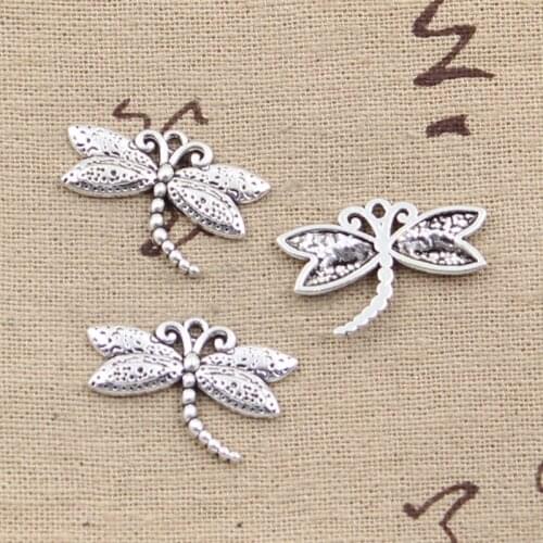 12pcs Charms Dragonfly 17x25mm Antique Tibetan Silver Color Pendant Findings Accessories DIY Vintage Choker Handmade Jewelry