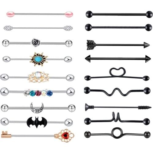 18x 14G Stainless Steel Industrial Barbell Earrings Jewelry 38mm 1 1/2" Inch