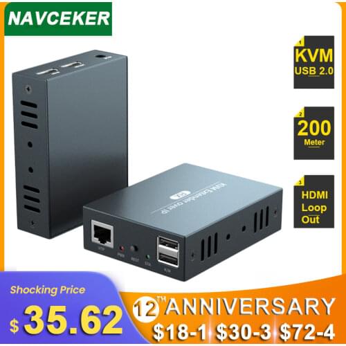 2021 200m HDMI USB Extender RJ45 IP Network KVM Over IP Extender By Cat5 Cat5e Cat6 1080P HDMI KVM Extender TX By UTP/STP Ports