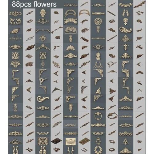 88pcs Carving flower for decoration furniture 3D Model STL relief for cnc STL format Carving flower 3D STL furniture decoration