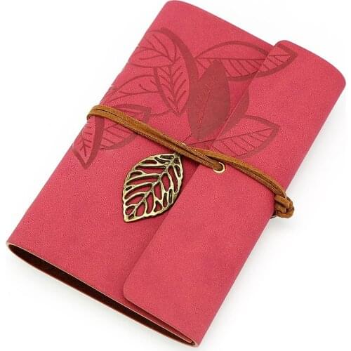 Vintage Dark Red PU Leather Cover Loose Leaf Blank Notebook Journal Diary Gift
