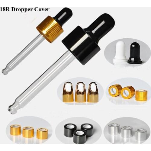 50pcs/lot Basket Aluminum Dropper Cover with glass pipette & press gule head for 5/10/15/20/30/50/100ml essentail oil bottles