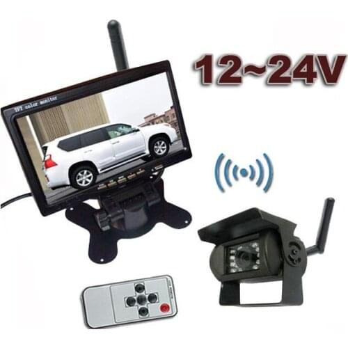 2017 12-24V Wireless Reversing Parking Backup Camera for bus truck caravan car 7" LCD Rear view Monitor Screen Kit UP to 50m