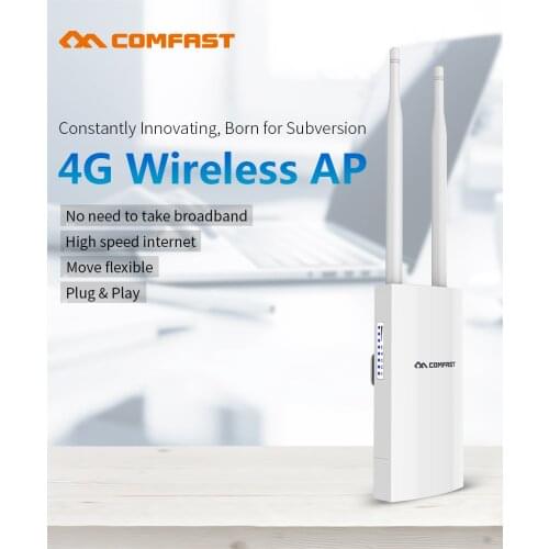 COMFAST CF-E5 300Mbps Portable 4G SIM Card Wireless AP WiFi Router IP66 Waterproof White QCA9531+ EC20 chip solution White