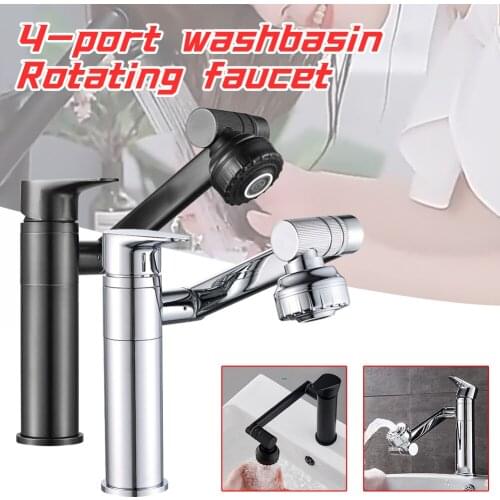 Black/Silver Faucet 360 Degrees Rotate Splash Filter Faucet with 2 Modes Swivel Tap Faucet for Bathroom Kitchen