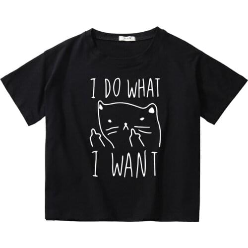 Funny Letter Printing Women Summer Crop Tees Breathable Cotton Top Girl O-Neck T-Shirt Kids Short Sleeve Casual Short Tops