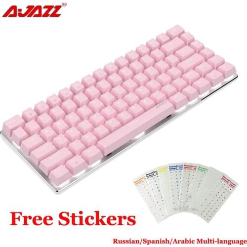 AK33 Gaming Mechanical Keboard with 82 Keys Desktop Laptop for Windows XP/Win 7/8/iOS with Multi-language Sticker Free