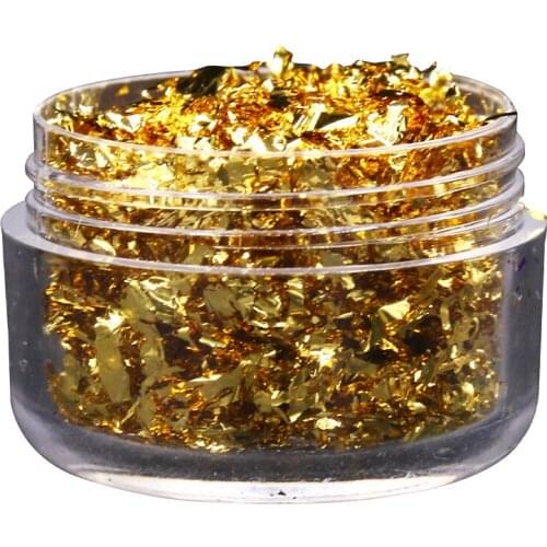 Imitation Gold Foil Fragment K Gold Nail Glitter for DIY Nails Sticker Art Nail Decorations Multi Color Gold Leaf Flakes