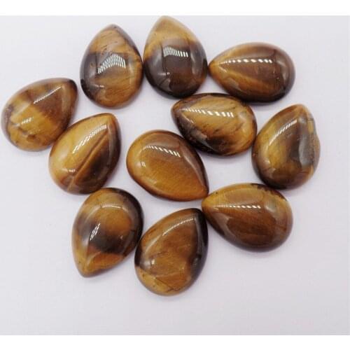 20Pcs 18x13mm Natural Brown Tiger Eye Gem Teardrop Cab Cabochon For DIY Jewelry Making Necklace Accessories Boutique Gift
