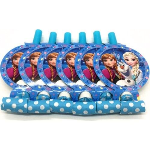 Quality Product Disney Frozen Theme Blowing Dragon Print Elsa Kid Birthday Noise Maker Baby Shower Blowout Decorate Supply 6Pcs