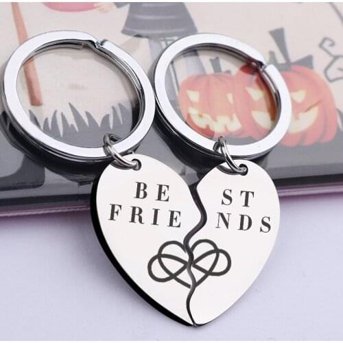 Heart Shaped Stainless Steel Splicing Key Ring Pendant Friendship Jewelry Necklaces for Women Wholesale Jewelry Stainless Steel