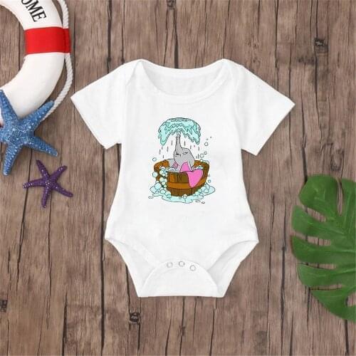 Dumbo Print Cute Kawaii Baby Clothes Short Sleeve O-neck White Girl Baby Bodysuits Disney Cartoon Bodysuit Baby Clothes Newborn