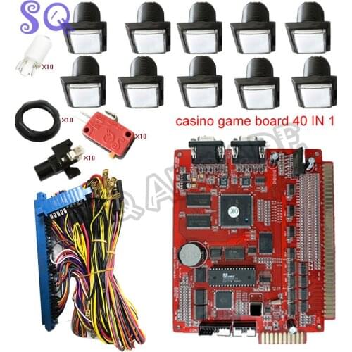 Slot Gambling Machine Casino Poker Game Board Kit 40 In 1 Slot Motherboard with Led Square Push Button Jamma Cable
